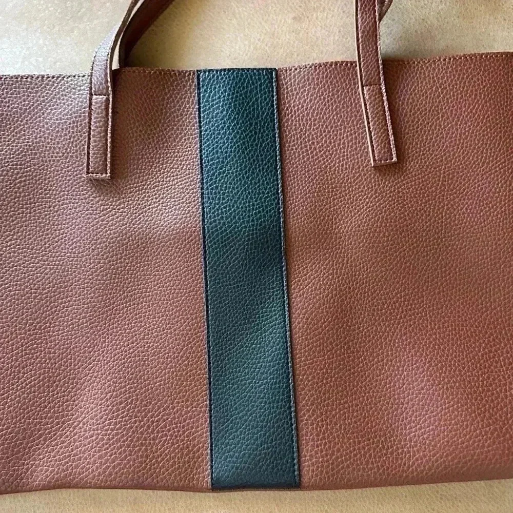 Vegan Pebble Leather Tote Bag Brown Vince Camuto 17 x 12 NWOT - Picture 2 of 9